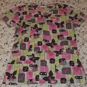 Breast cancer awareness scrub top